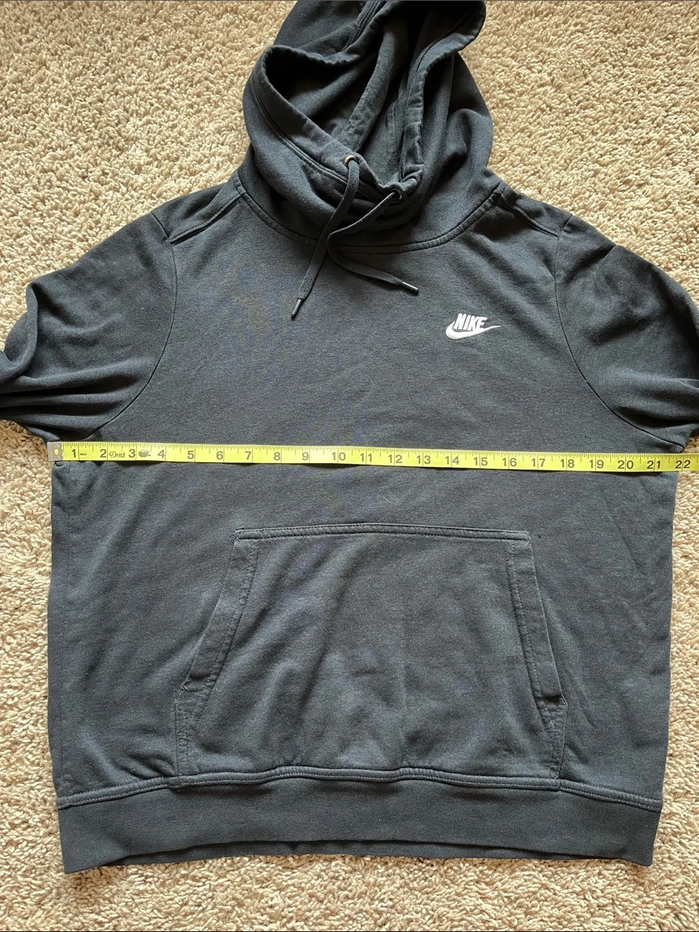 Nike Women's Black Funnel Neck Pullover Hoodie Medium with white swoosh.